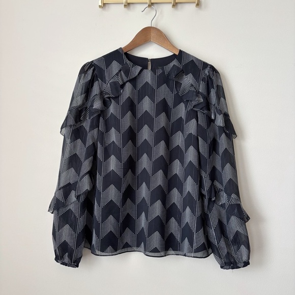 Ted Baker Mowenna Ruffle Blouse 2 Medium Black - Picture 1 of 10